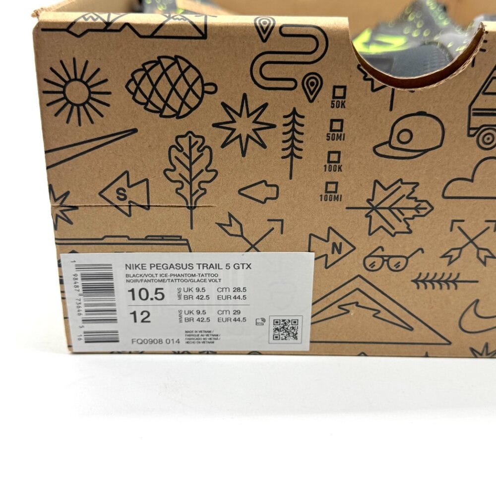 Nike Mens Pegasus Trail 5 GTX Black Volt Shoes Sz 10.5 New Outdoors FQ0908-014 - Picture 11 of 12